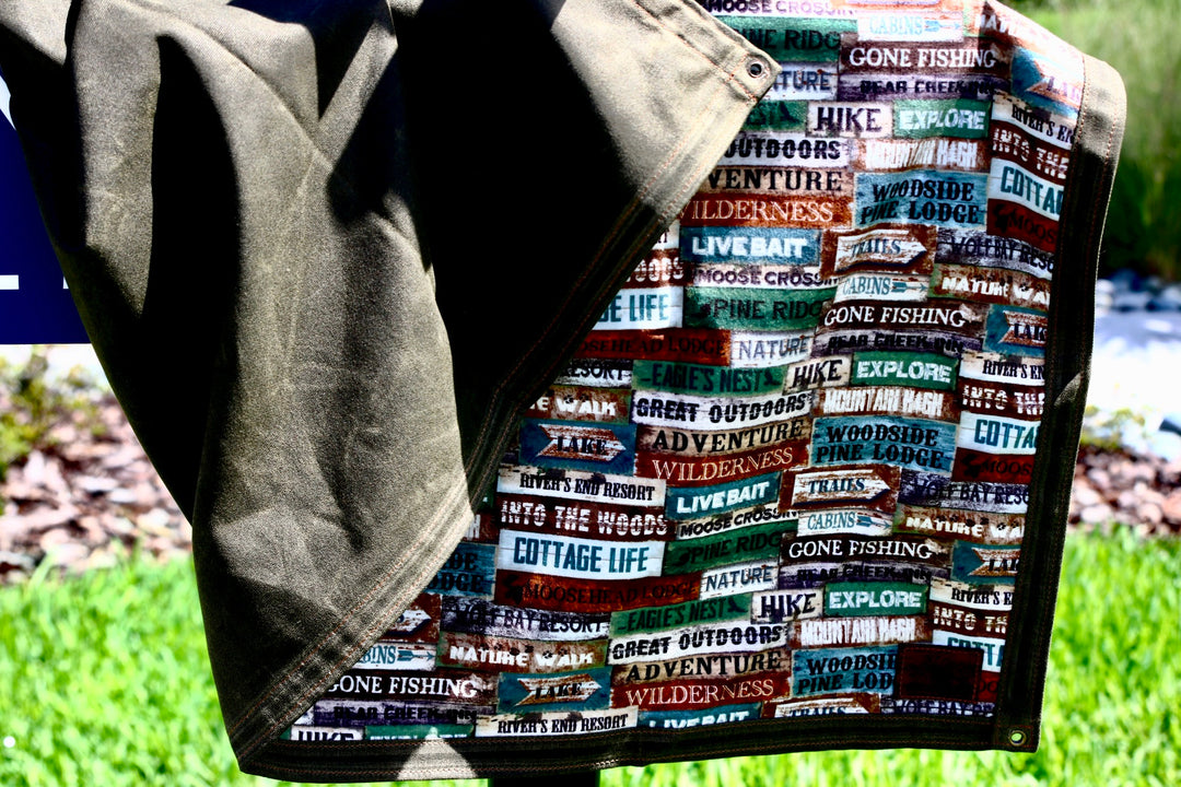 Medium Waxed Canvas and Camping Signs Cotton Lined Bushcraft Ground Cloth