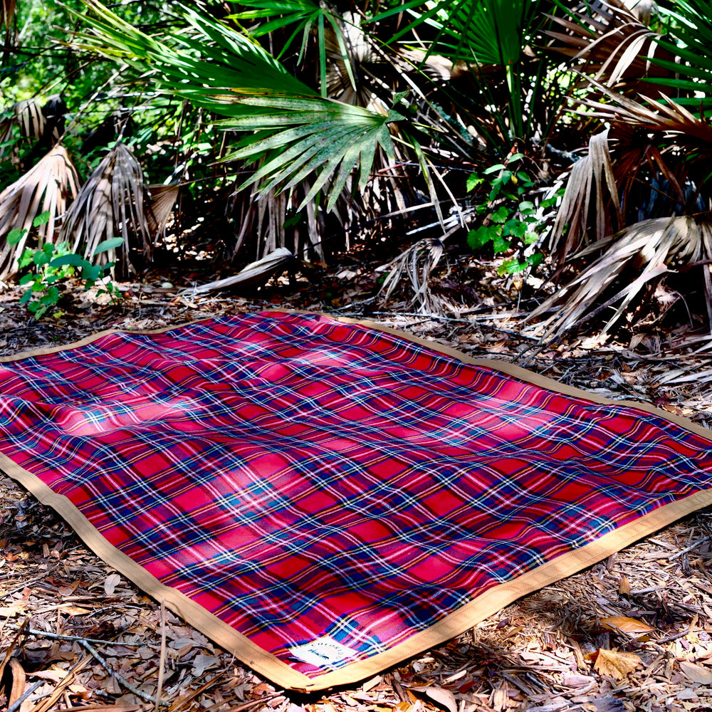 Extra Large Waxed Canvas and 100% Tartan Wool Lined Bushcraft Ground Cloth