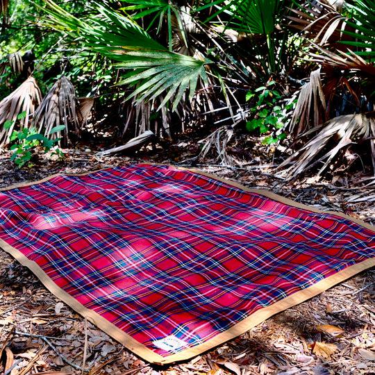 Extra Large Waxed Canvas and 100% Tartan Wool Lined Bushcraft Ground Cloth