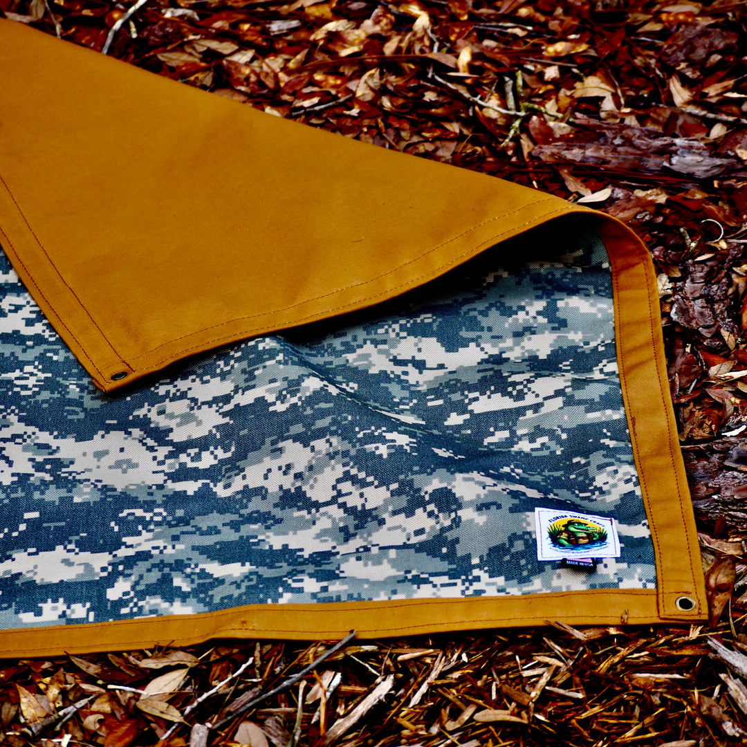Large Waxed Canvas & Cordura Digital Multicam Lined Groundcloth