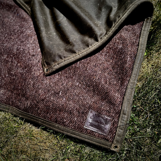 Extra Large Waxed Canvas & Vintage Wool Swiss Army Blanket Lined Groundcloth