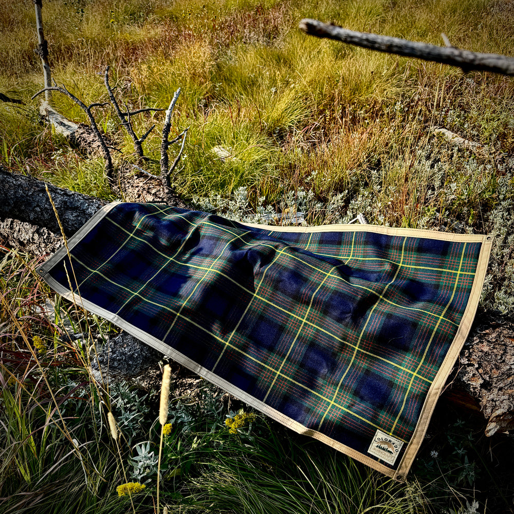 Small Waxed Canvas and 100% Tartan Wool Lined Bushcraft Ground Cloth