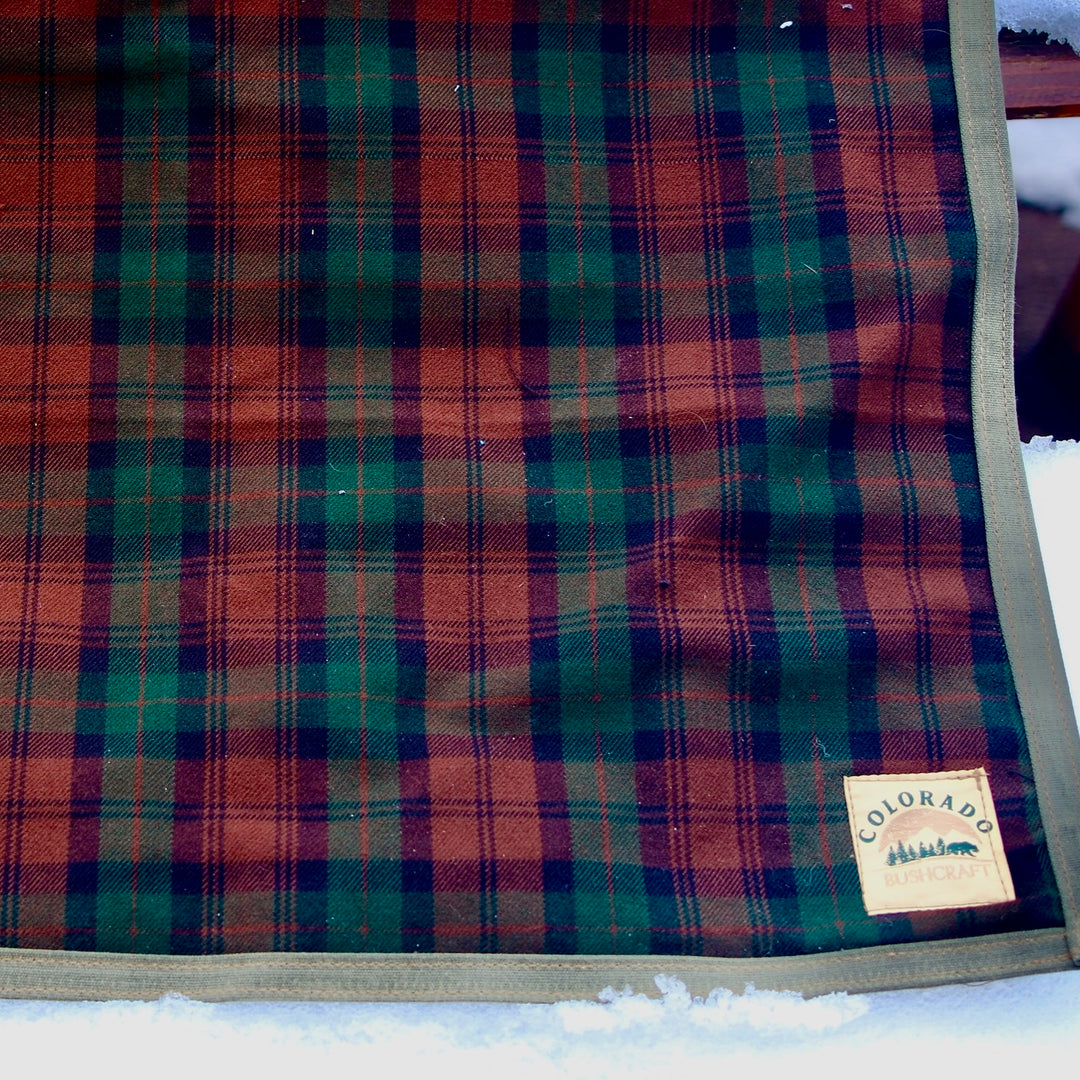 Extra Large Heavyweight Waxed Canvas and Tartan Wool Lined Bushcraft Ground Cloth
