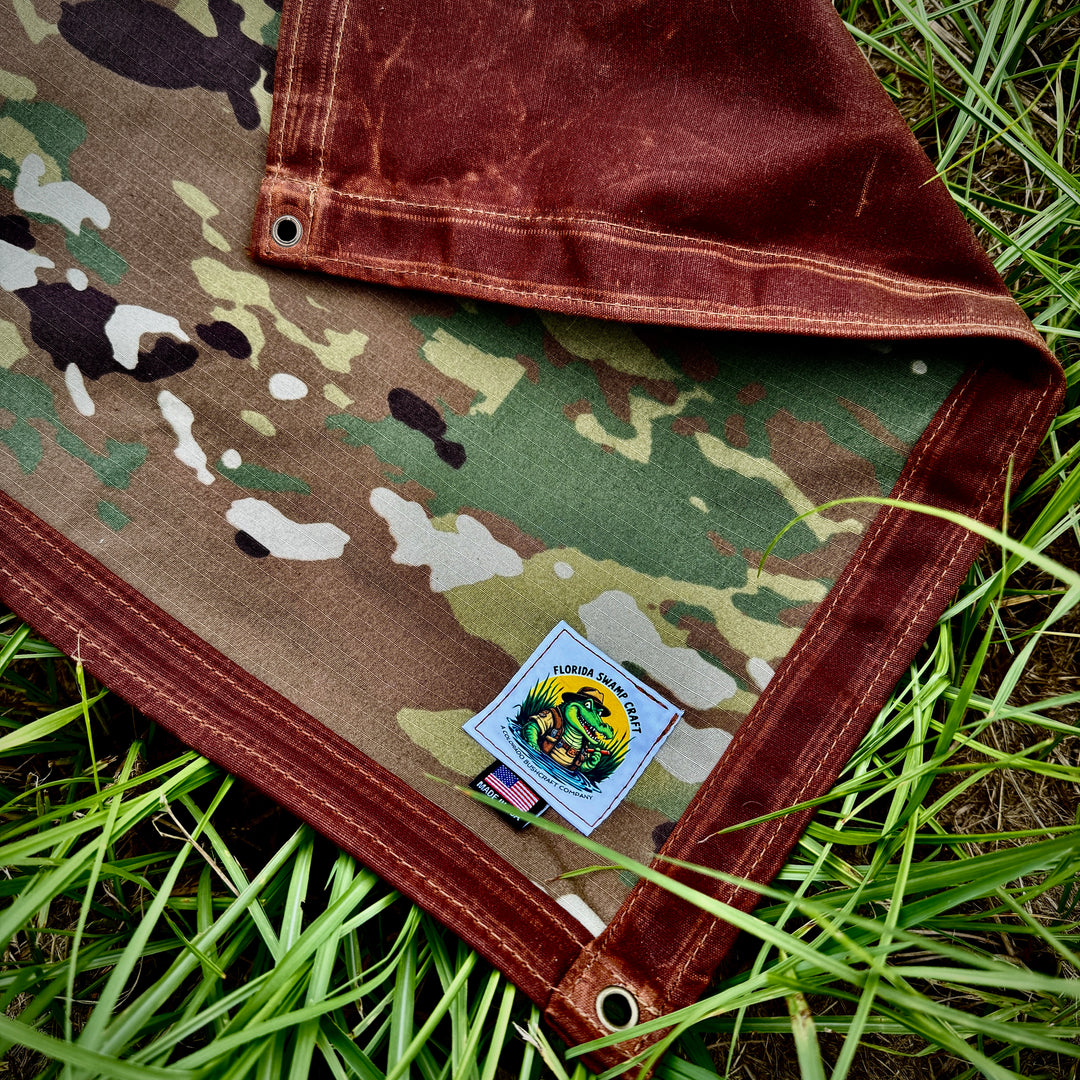 Medium Waxed Canvas & Cordura Woodland Camo Lined Groundcloth