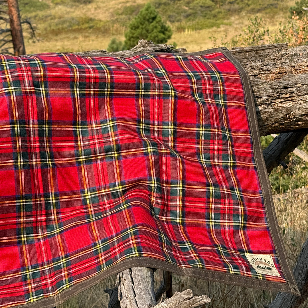 Small Waxed Canvas and 100% Tartan Wool Lined Bushcraft Ground Cloth