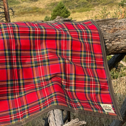 Small Waxed Canvas and 100% Tartan Wool Lined Bushcraft Ground Cloth