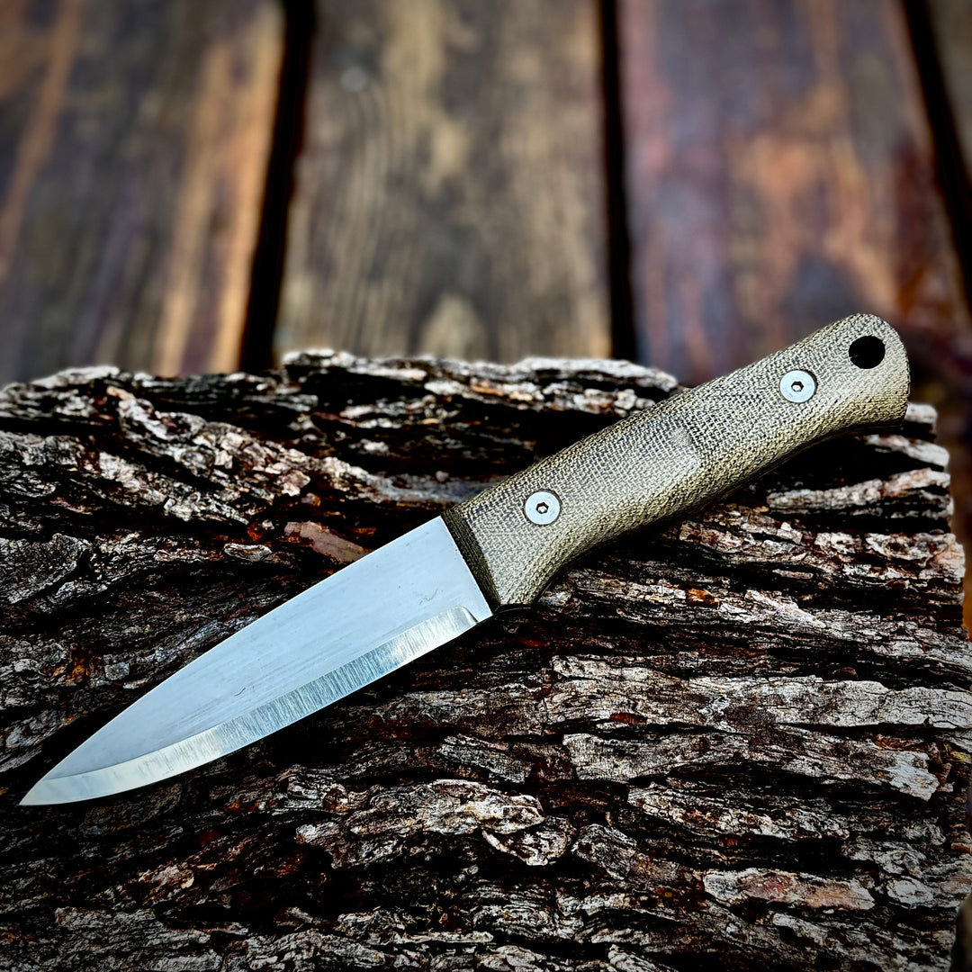 Adventure Sworn Classic (R) Bushcraft Knife: Field Tan Canvas Micarta