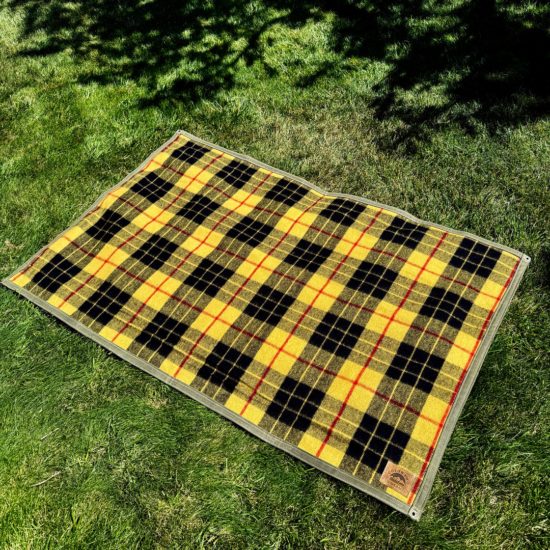 Extra Large Heavyweight Waxed Canvas and MacLeod Tartan Wool Lined Bushcraft Ground Cloth