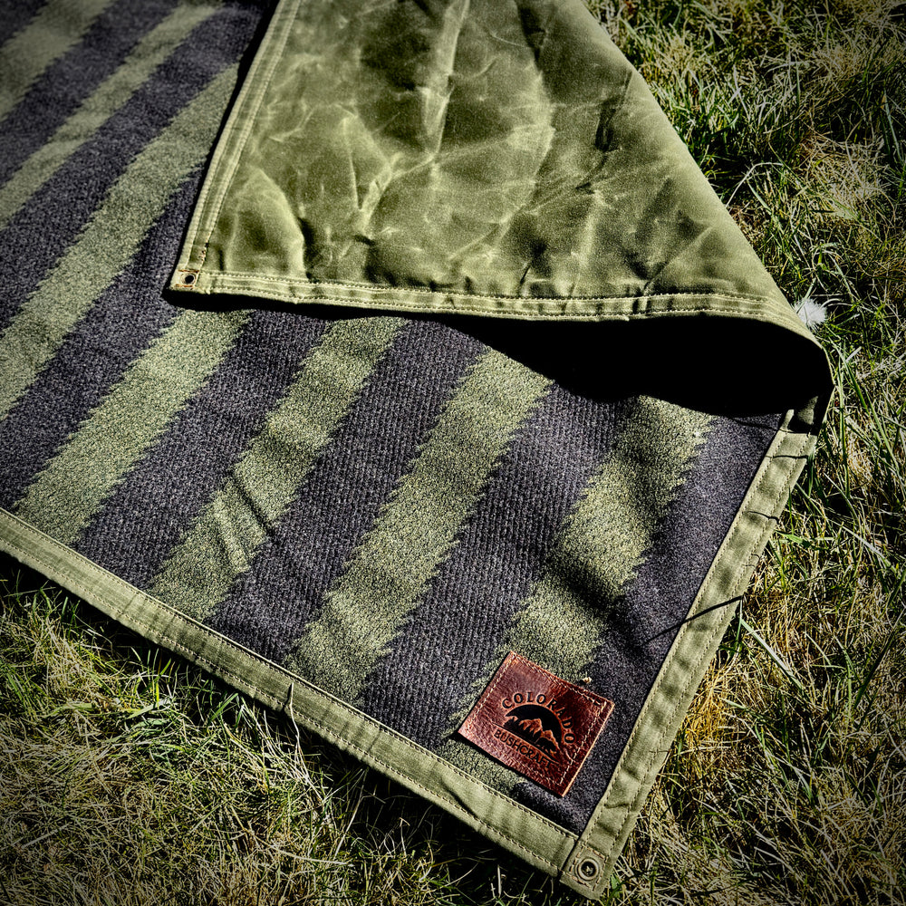 Extra Large Waxed Canvas and 100% Wool Lined Bushcraft Ground Cloth
