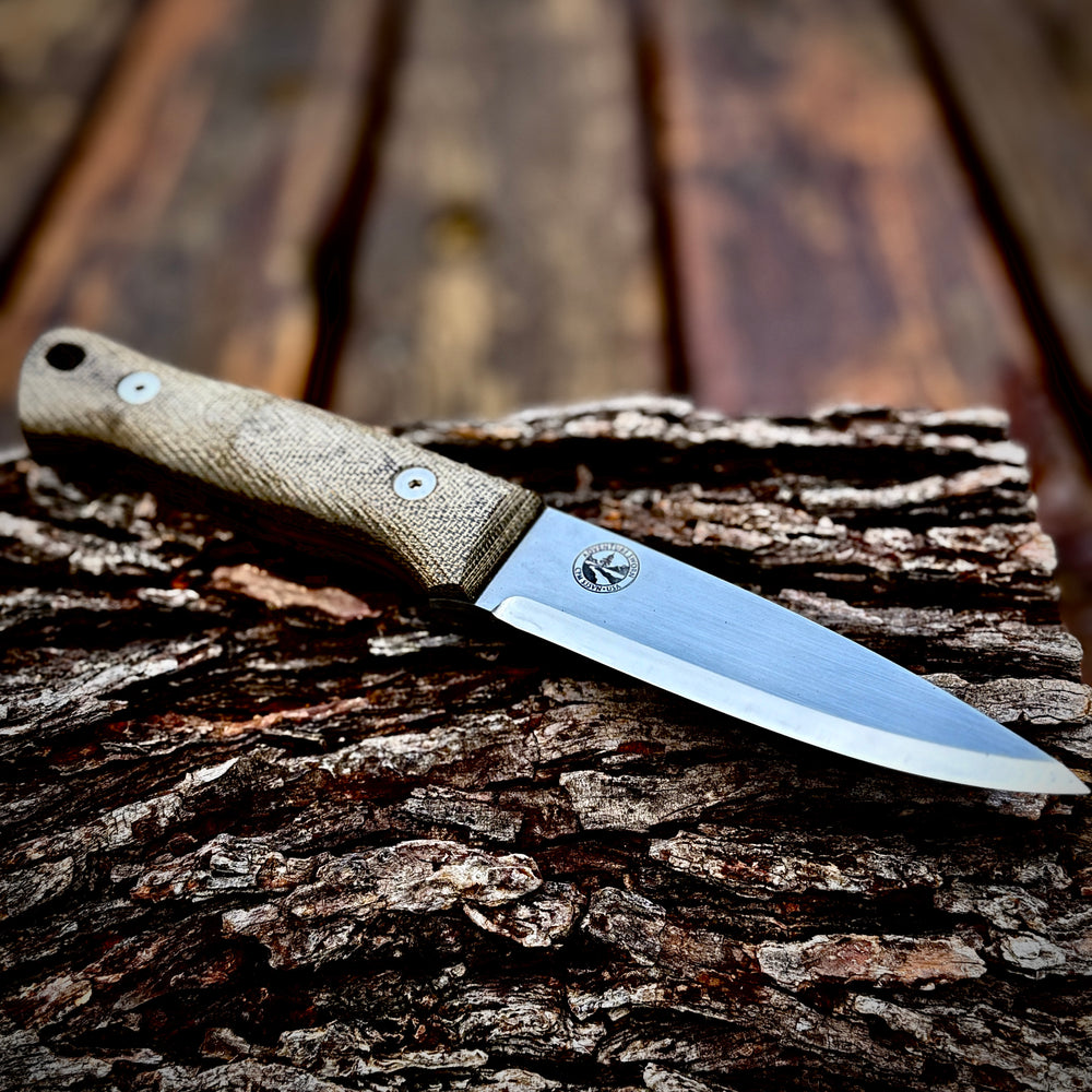 Adventure Sworn Classic (R) Bushcraft Knife: Field Tan Canvas Micarta