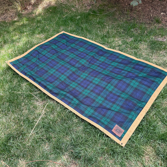 Extra Large Heavyweight Waxed Canvas and Tartan Wool Lined Bushcraft Ground Cloth
