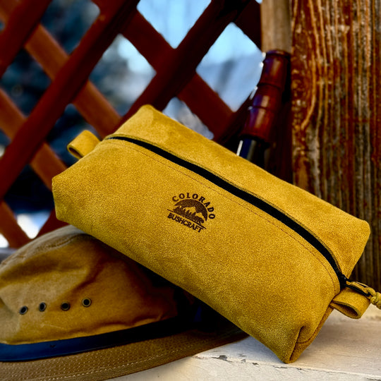 Suede Leather Small Simple Box Pouch Bushcraft Survival Camping Possibles Dopp Grooming (Deerskin)