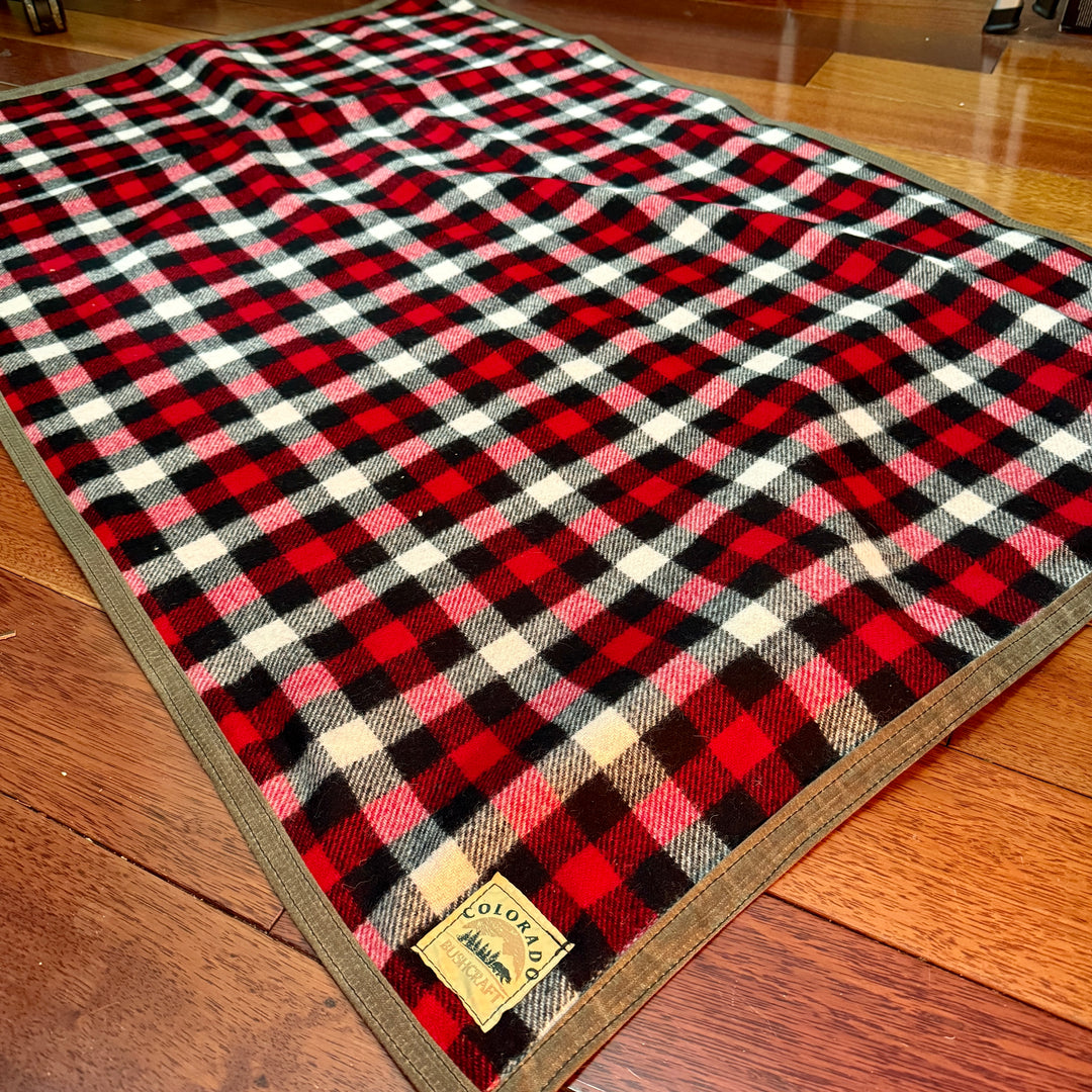 Extra Large Waxed Canvas and American Plaid Wool Lined Bushcraft Ground Cloth