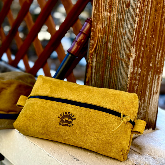 Suede Leather Small Simple Box Pouch Bushcraft Survival Camping Possibles Dopp Grooming (Deerskin)