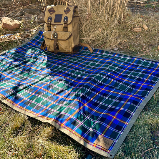 Extra Large Heavyweight Waxed Canvas and Official Colorado Tartan Wool Lined Bushcraft Ground Cloth