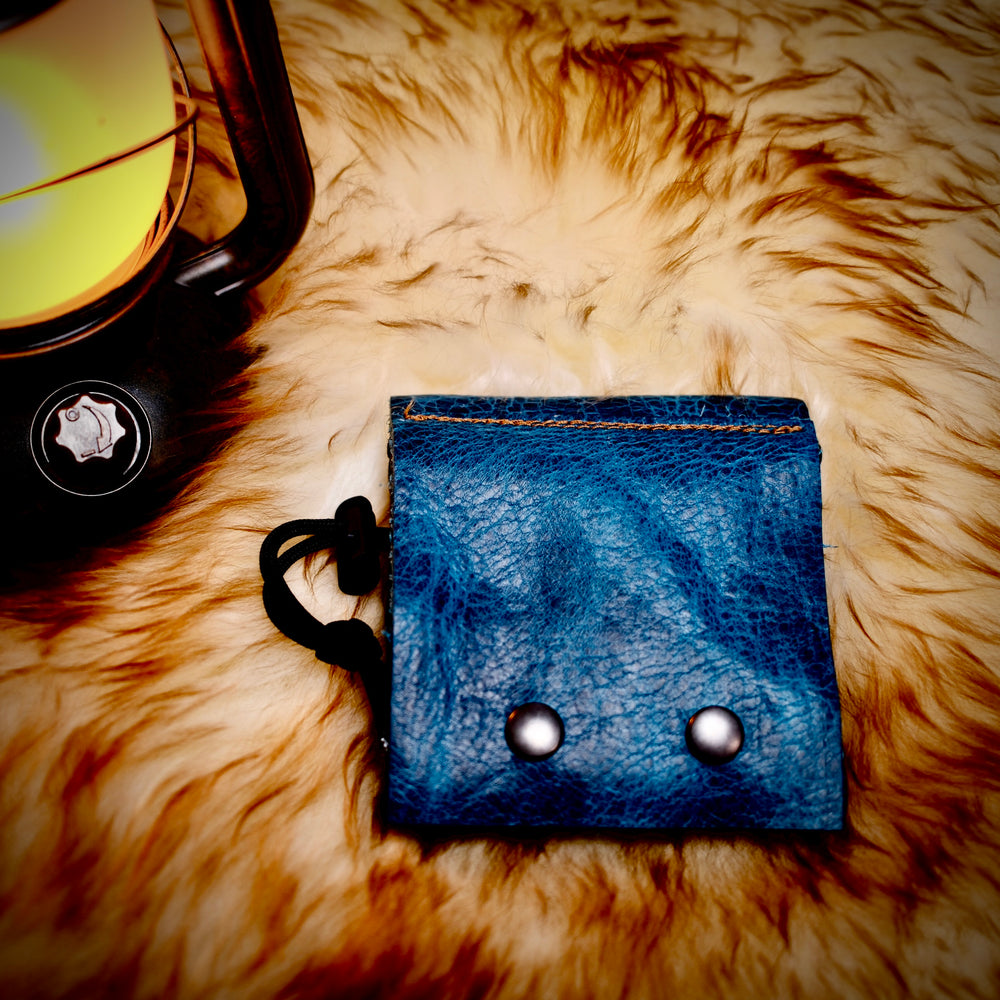 Bushcraft Foraging Pouch Gathering Bag Dump Sack Folding Pocket Leather (Poseidon / turquoise)