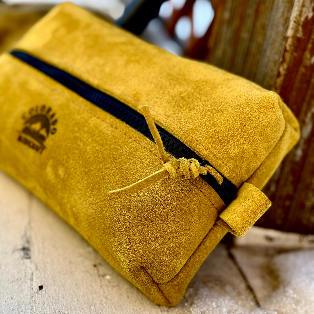 Suede Leather Small Simple Box Pouch Bushcraft Survival Camping Possibles Dopp Grooming (Deerskin)