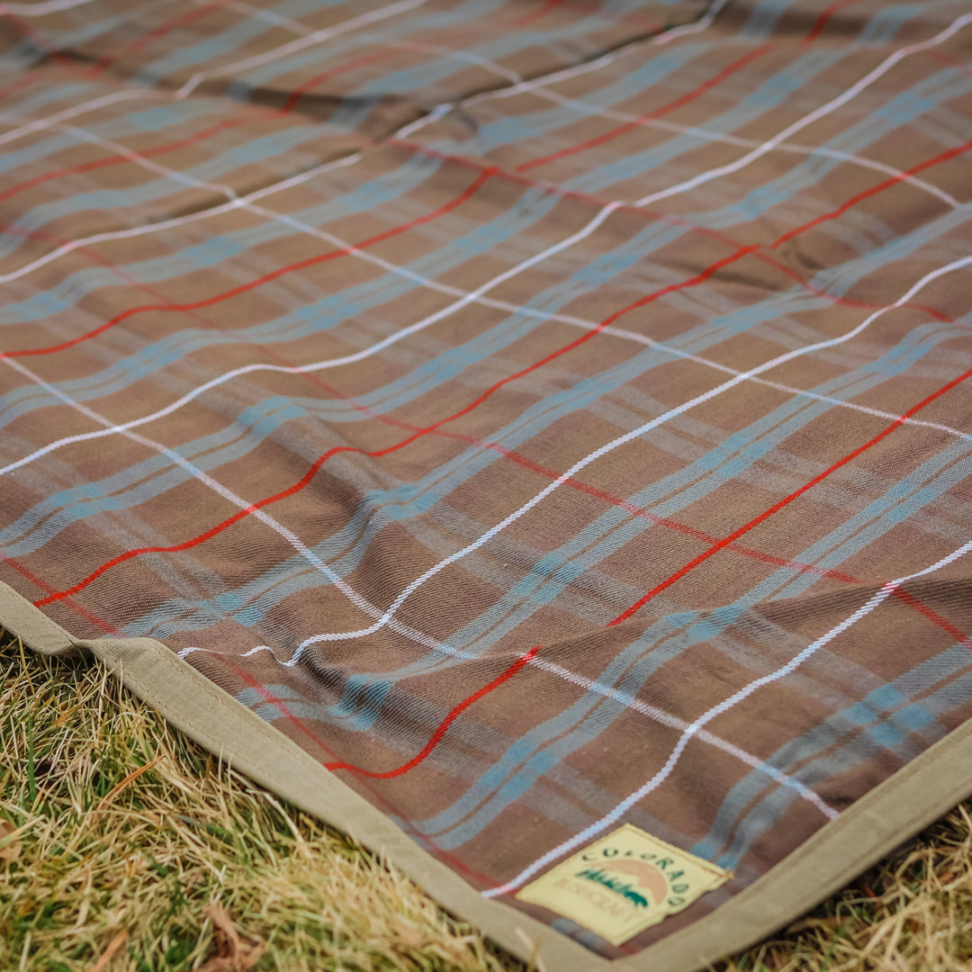 Extra Large Waxed Canvas and Tartan Wool Lined Bushcraft Ground Cloth