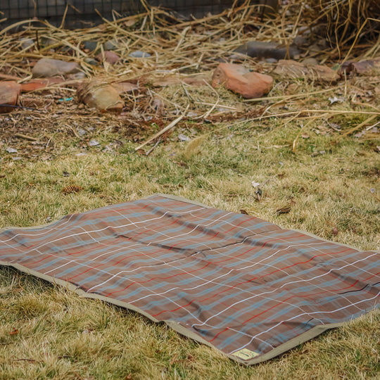 Extra Large Waxed Canvas and Tartan Wool Lined Bushcraft Ground Cloth