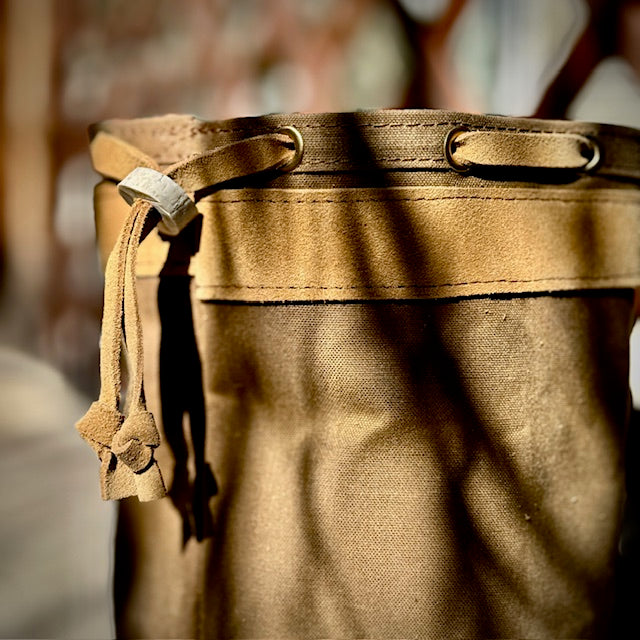 Settlers Collection:  Waxed Canvas and Deer Skin Prairie Bucket Bushcraft Survival Camping Possibles Dopp Grooming