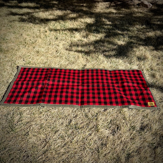 Large Heavyweight Waxed Canvas and Buffalo Plaid Wool Lined Bushcraft Ground Cloth