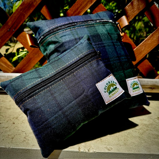 Handmade Large Blackwatch Waxed Canvas EDC Pouch and Utility Pouch Combo