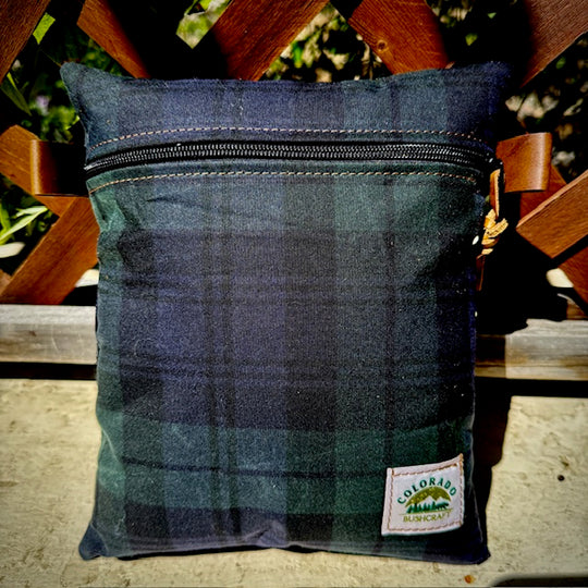 Handmade Large Blackwatch Waxed Canvas EDC Pouch and Utility Pouch Combo