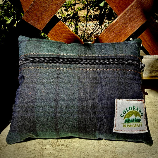 Handmade Large Blackwatch Waxed Canvas EDC Pouch and Utility Pouch Combo