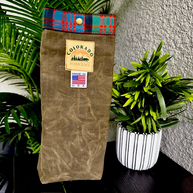 100% Wool Insulated Waxed Canvas Snap Bag