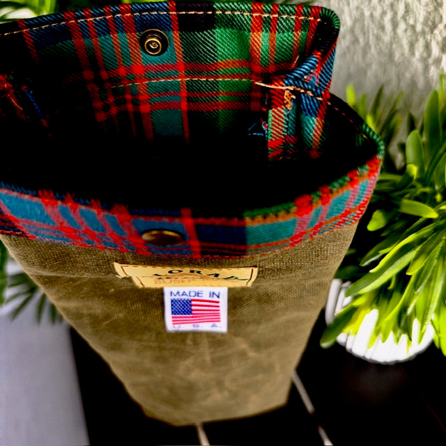 100% Wool Insulated Waxed Canvas Snap Bag