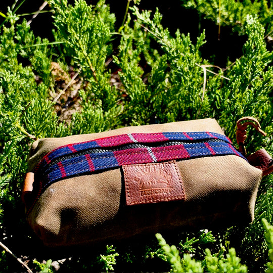 Heavy Duty Waxed Canvas and Tartan Wool Small Simple Box Pouch Bushcraft Survival Camping Possibles Dopp Grooming
