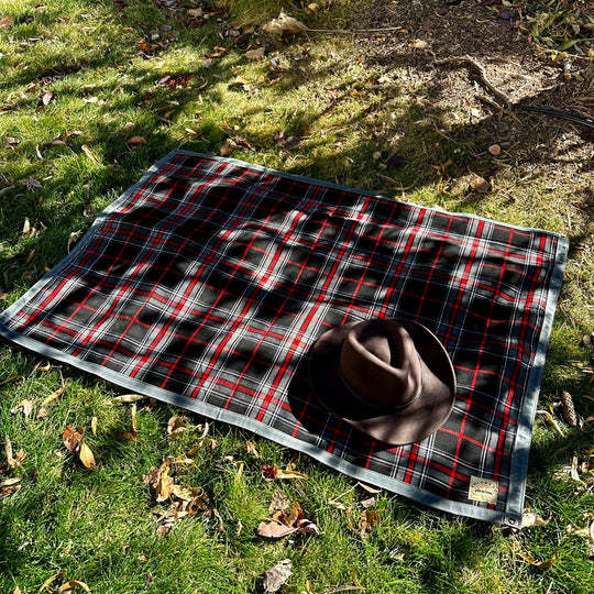 Extra Large Waxed Canvas and Tartan Wool Lined Bushcraft Ground Cloth