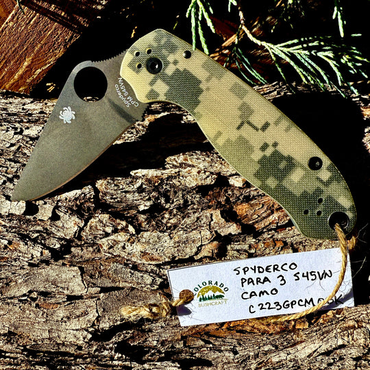 Spyderco Para 3 Camo Signature Folding Utility Pocket Knife with 2.95" Black CPM S45VN Blade and G-10 Handle - Everyday Carry - PlainEdge - C223GPCMOBK