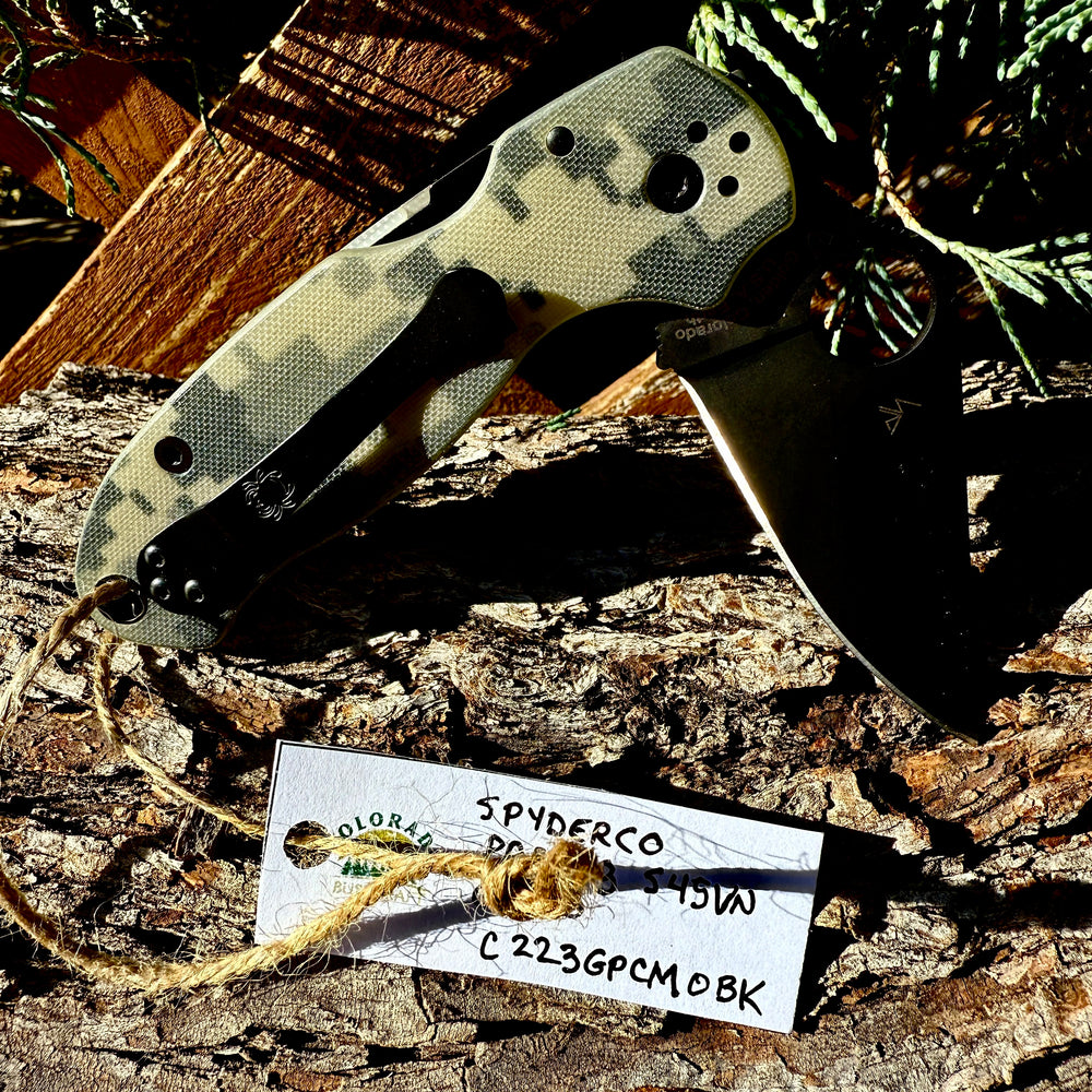 Spyderco Para 3 Camo Signature Folding Utility Pocket Knife with 2.95" Black CPM S45VN Blade and G-10 Handle - Everyday Carry - PlainEdge - C223GPCMOBK