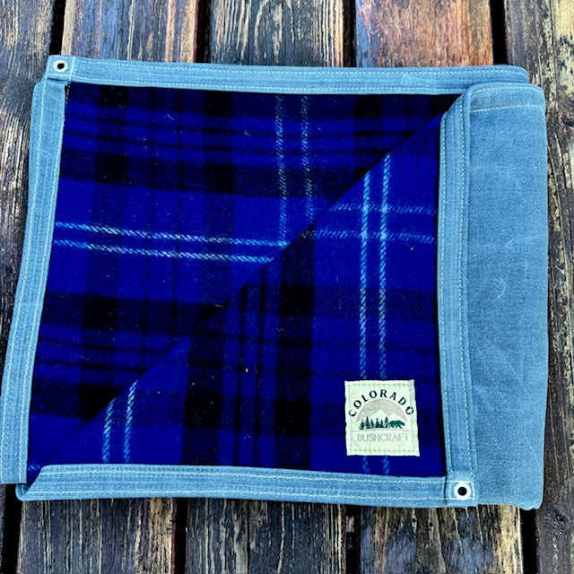 Extra Large Heavy Weight Waxed Canvas and Tartan Wool Lined Bushcraft Ground Cloth