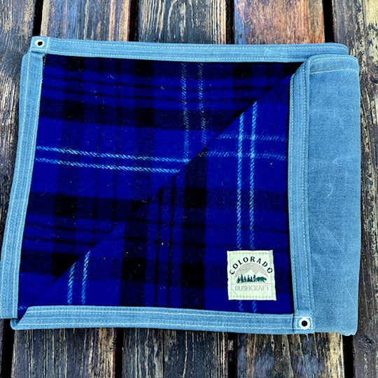 Extra Large Heavy Weight Waxed Canvas and Tartan Wool Lined Bushcraft Ground Cloth