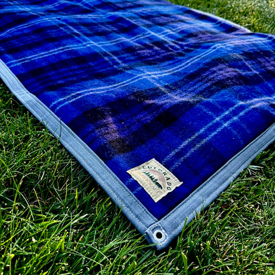 Extra Large Heavy Weight Waxed Canvas and Tartan Wool Lined Bushcraft Ground Cloth