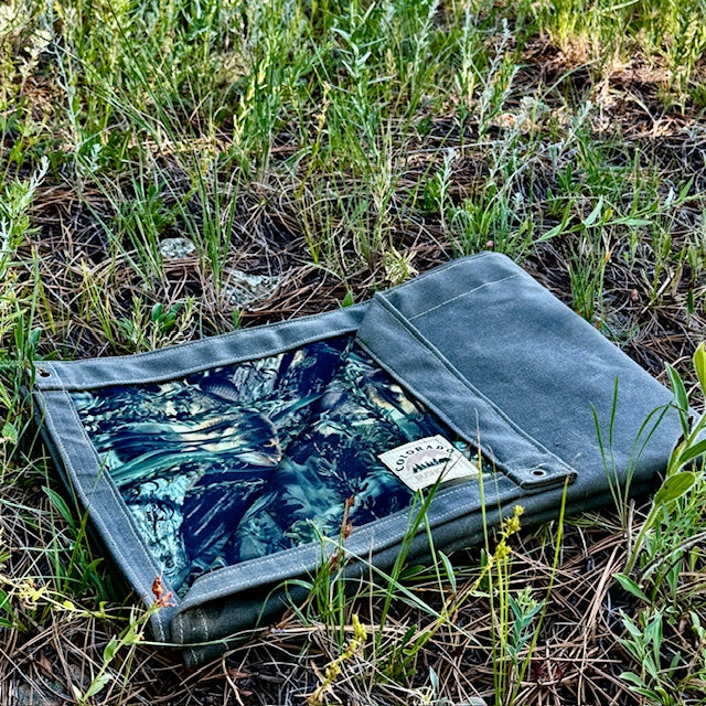 Extra Large Heavy Weight Waxed Canvas and Cotton Blend Bassoflauge Lined Bushcraft Ground Cloth (Ranger Tan)
