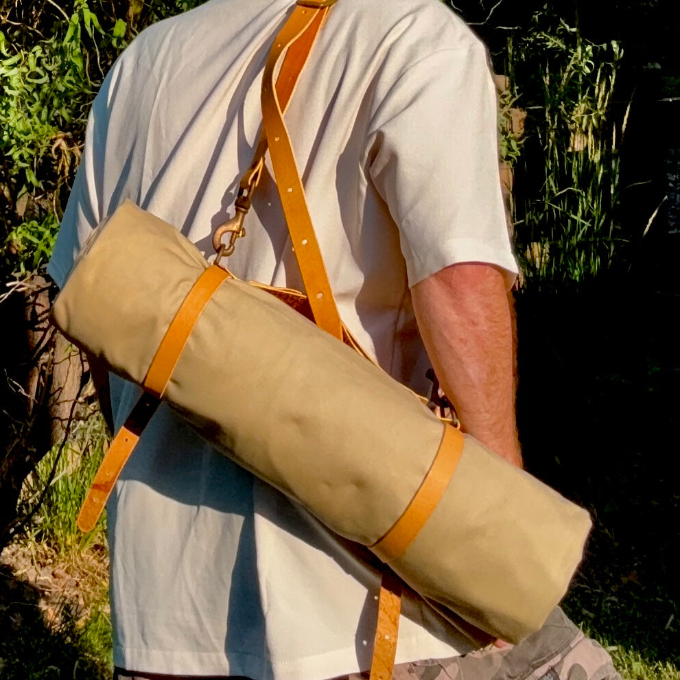 Large Waxed Canvas Cowboy Bedroll Lined with Realtree Cotton Camo
