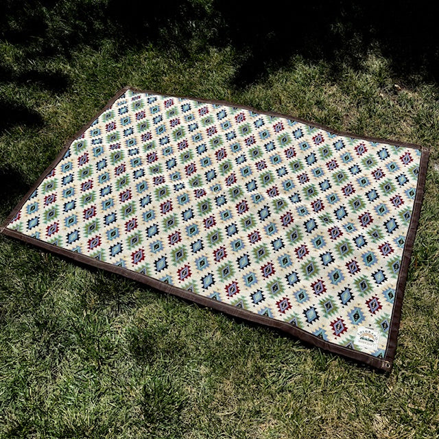 Extra Large Waxed Canvas and Aztec Print Lined Bushcraft Ground Cloth