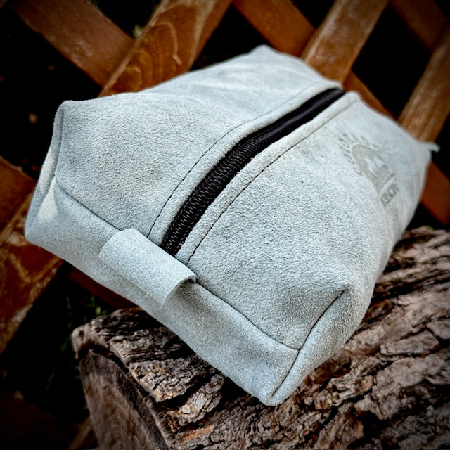 Handmade Gray Suede Leather Small Simple Box Pouch Bushcraft Survival Camping Possibles Dopp Grooming