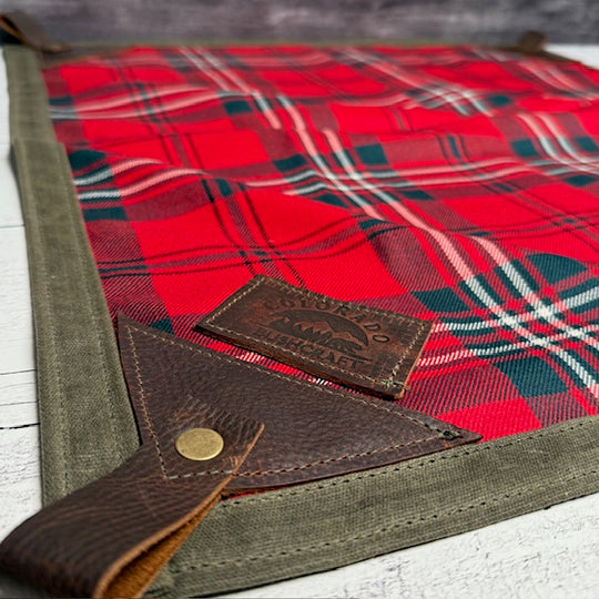 Small Waxed Canvas and 100% Tartan Wool Lined Bushcraft Groundcloth
