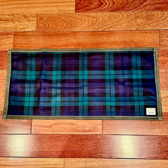 Small Heavyweight Waxed Canvas and 100% Blackwatch Tartan Wool Lined Bushcraft Ground Cloth