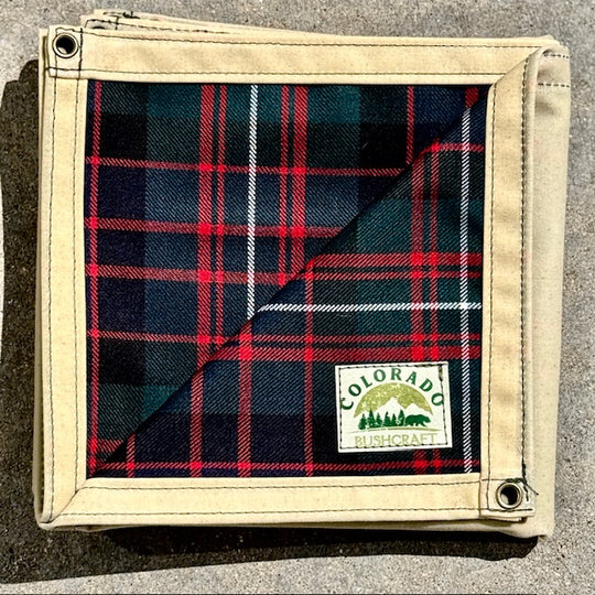 Small Waxed Canvas and 100% Tartan Wool Lined Bushcraft Groundcloth