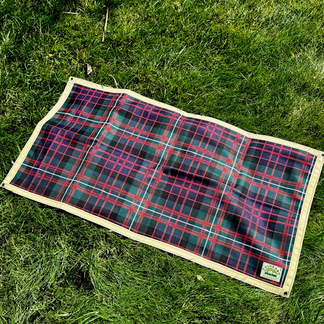 Small Waxed Canvas and 100% Tartan Wool Lined Bushcraft Groundcloth