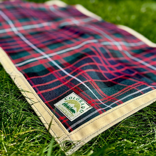 Small Waxed Canvas and 100% Tartan Wool Lined Bushcraft Groundcloth