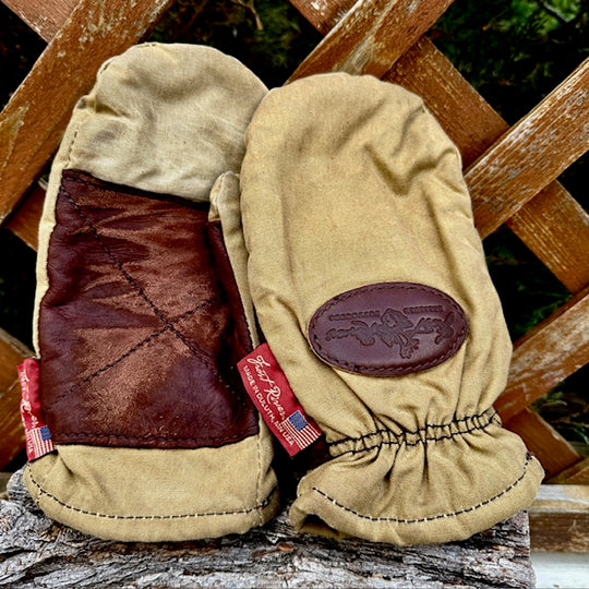 Frost River Fleece Lined Waxed Canvas and Leather Mittens (Size: Small)