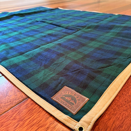 Extra Large Waxed Canvas and 100% Blackwatch Tartan Wool Lined Bushcraft Ground Cloth