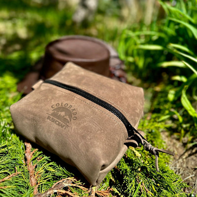 Medium Leather Simple Box Pouch Bushcraft Survival Camping Possibles Dopp Grooming