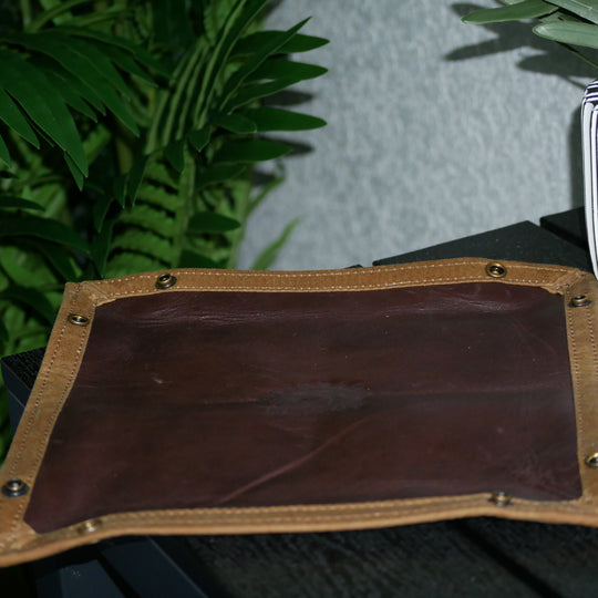 Medium Waxed Canvas and Leather Lined Lined  Desk Caddy Organinzer Tray Butler